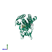 PDB entry 4bwa coloured by chain, side view.