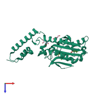 PDB entry 4bwa coloured by chain, top view.