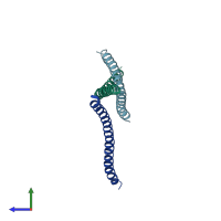 PDB entry 4bwd coloured by chain, side view.