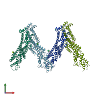PDB entry 4bwe coloured by chain, front view.
