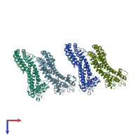 PDB entry 4bwe coloured by chain, top view.