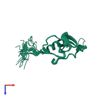 PDB entry 4bwh coloured by chain, ensemble of 20 models, top view.