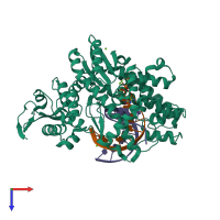 PDB entry 4bwj coloured by chain, top view.