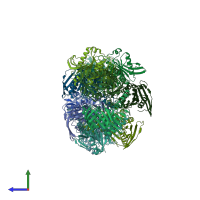 PDB entry 4bwy coloured by chain, side view.