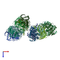 PDB entry 4bwy coloured by chain, top view.