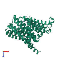 PDB entry 4bwz coloured by chain, top view.
