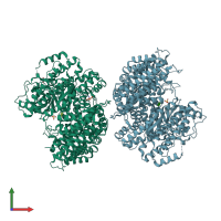 PDB entry 4bxc coloured by chain, front view.