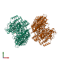 PDB entry 4bxh coloured by chain, front view.