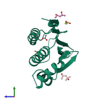 PDB entry 4bxi coloured by chain, side view.