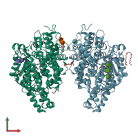 PDB entry 4bxk coloured by chain, front view.