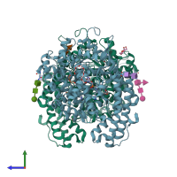 PDB entry 4bxk coloured by chain, side view.