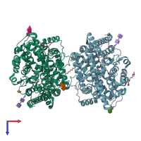 PDB entry 4bxk coloured by chain, top view.