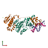 PDB entry 4bxo coloured by chain, front view.