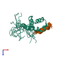 PDB entry 4bxu coloured by chain, ensemble of 10 models, top view.