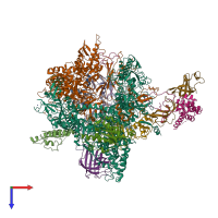 PDB entry 4bxz coloured by chain, top view.