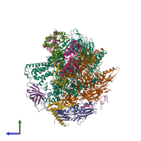 PDB entry 4by7 coloured by chain, side view.