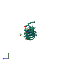 PDB entry 4by8 coloured by chain, side view.