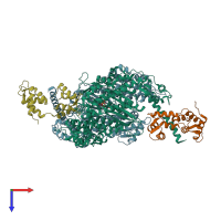 PDB entry 4byf coloured by chain, top view.