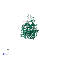 PDB entry 4byg coloured by chain, side view.