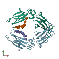 PDB entry 4byh coloured by chain, front view.