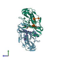PDB entry 4byh coloured by chain, side view.