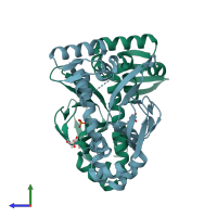 PDB entry 4byy coloured by chain, side view.