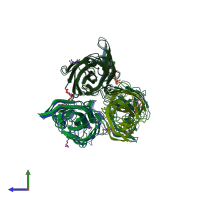 PDB entry 4bz4 coloured by chain, side view.