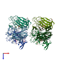 PDB entry 4bz4 coloured by chain, top view.