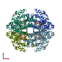 PDB entry 4bzb coloured by chain, front view.