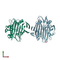 PDB entry 4bze coloured by chain, front view.