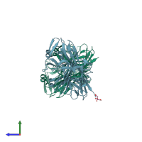 PDB entry 4bze coloured by chain, side view.