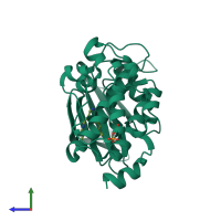 PDB entry 4bzn coloured by chain, side view.