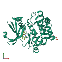 PDB entry 4bzo coloured by chain, front view.