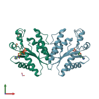 PDB entry 4bzp coloured by chain, front view.