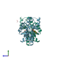 PDB entry 4bzp coloured by chain, side view.
