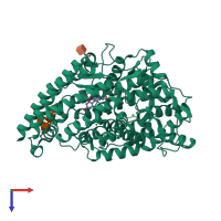 PDB entry 4bzr coloured by chain, top view.
