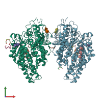PDB entry 4bzs coloured by chain, front view.