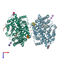 PDB entry 4bzs coloured by chain, top view.