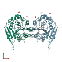 PDB entry 4bzw coloured by chain, front view.