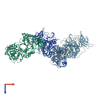 PDB entry 4bzy coloured by chain, top view.