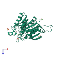 PDB entry 4bzz coloured by chain, top view.