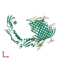 PDB entry 4c00 coloured by chain, front view.