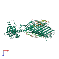 PDB entry 4c00 coloured by chain, top view.