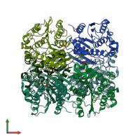 PDB entry 4c01 coloured by chain, front view.