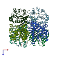 PDB entry 4c01 coloured by chain, top view.