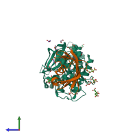 PDB entry 4c02 coloured by chain, side view.