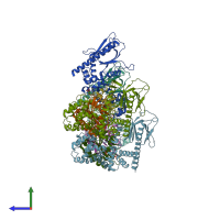 PDB entry 4c0a coloured by chain, side view.