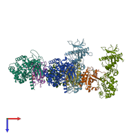 PDB entry 4c0a coloured by chain, top view.