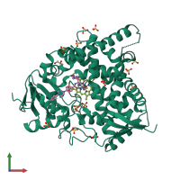 PDB entry 4c0c coloured by chain, front view.