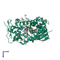 PDB entry 4c0c coloured by chain, top view.